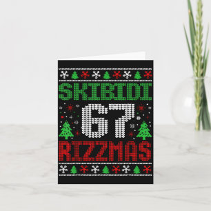 Cartão Skibidi 67 Rizzmas Engraçado Seis Sete Meme Natal