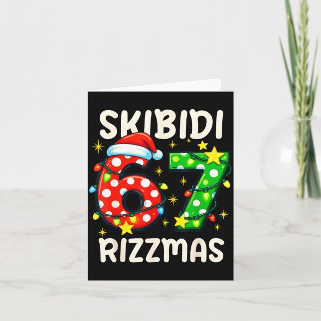 Cartão Skibidi 67 Rizzmas Funny Six Seven Meme Christmas  (Frente)