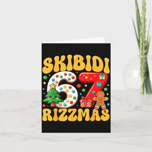 Cartão Skibidi 67 Rizzmas Six Seven Meme Christmas Boys G (Frente)