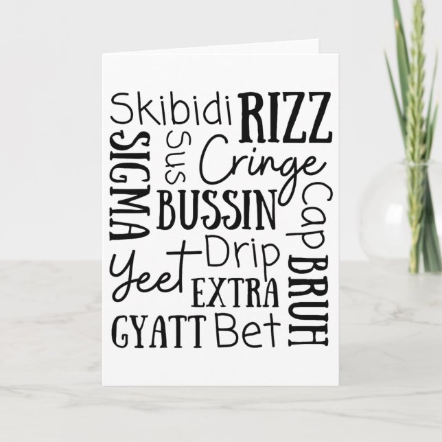 Cartão Skibidi Rizz Crianças Engraçadas Rizz Bussin Natal (Frente)