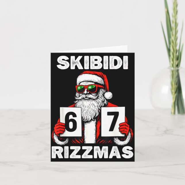 Cartão Skibidi Rizzmas Christmas 6 7 Funny Santa  (Frente)