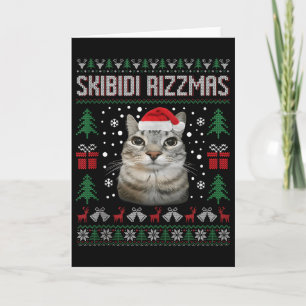 Cartão Skibidi Rizzmas Engraçado Silvestre Olhando Gato S