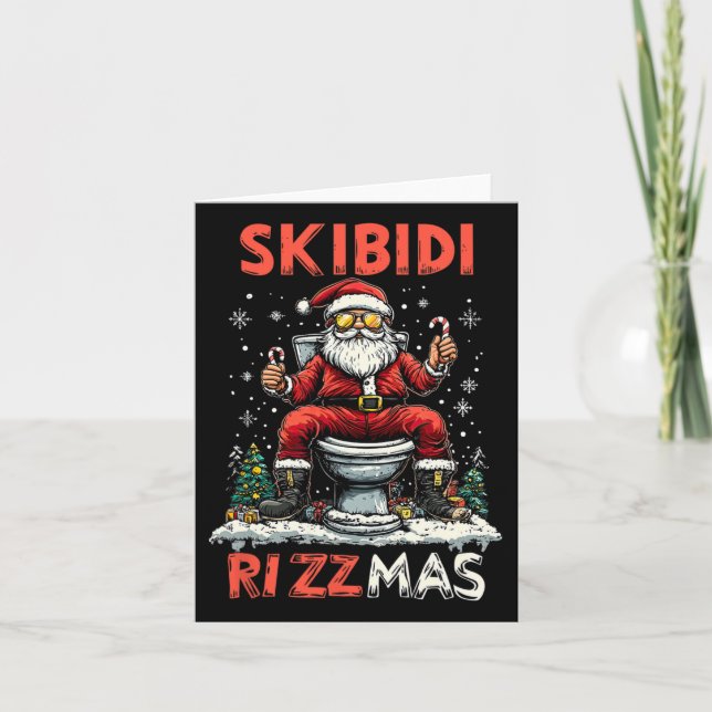 Cartão Skibidi Rizzmas Papais noeis Toilet Engraçado Nata (Frente)