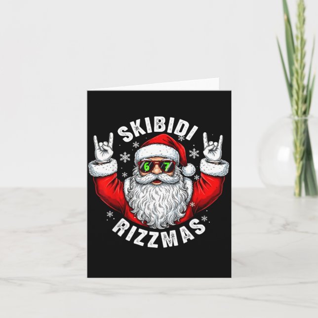 Cartão Skibidi Rizzmas Santa Sungles Funny Christmas Men  (Frente)