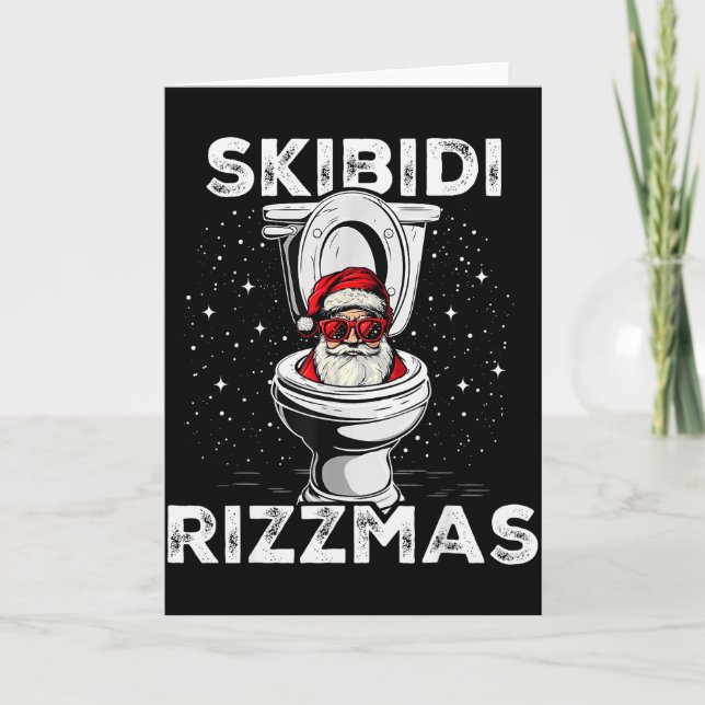 Cartão Skibidi Rizzmas Toalete Engraçado Papai Noel Elefa (Frente)