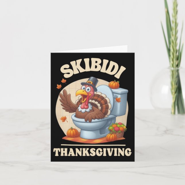 Cartão Skibidi Thanksaking Engraçado Meme Skibidi Toilet, (Frente)