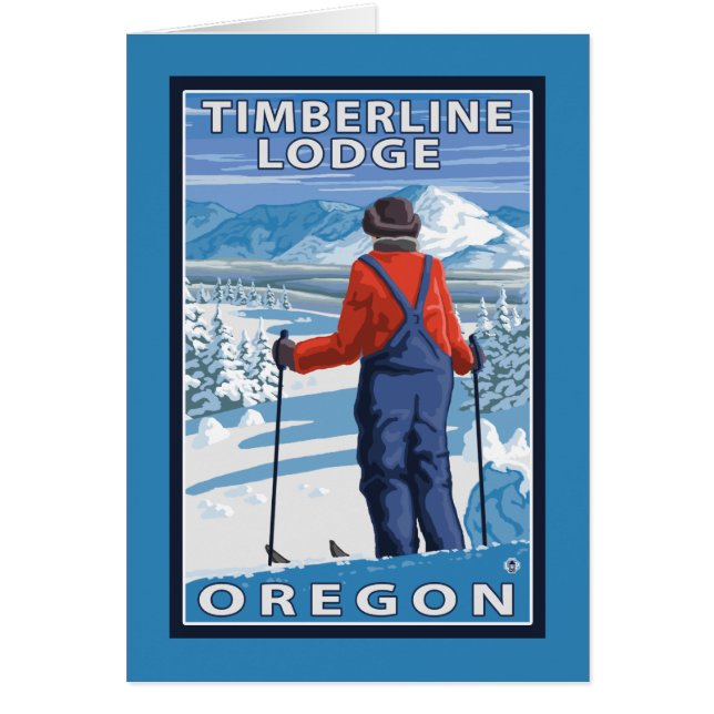 Cartão Skier Adminning - Timberline Lodge, Oregon (Frente)