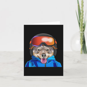 Cartão Skier Swedish Vallhund Snowboard Pocket