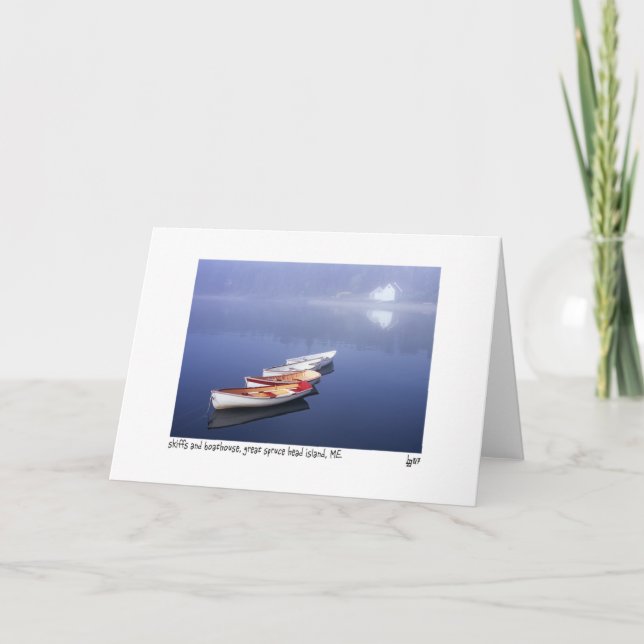 Cartão skiffs and boathouse (Frente)