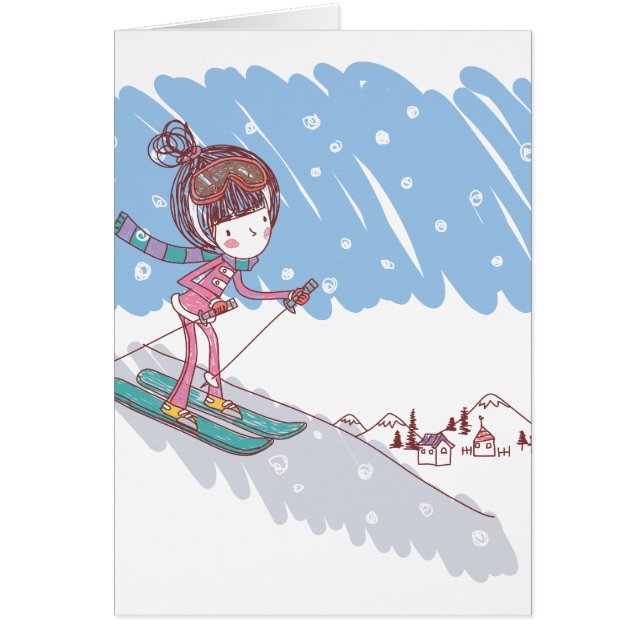 Cartão Skiier bonito (Frente)