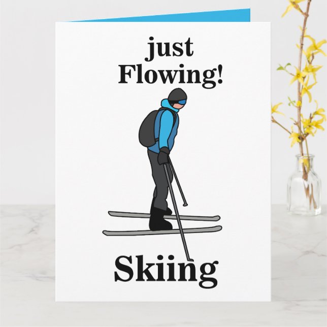 Cartão Skiing Just Flowing Skier (Flor Amarela)