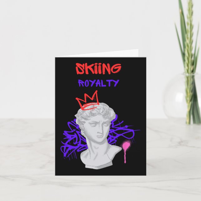 Cartão Skiing Royalty Estátua Grega Winter Sports Mountai (Frente)