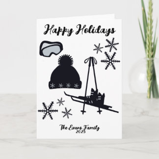 Cartão Skis, hat, boots & goggles Christmas