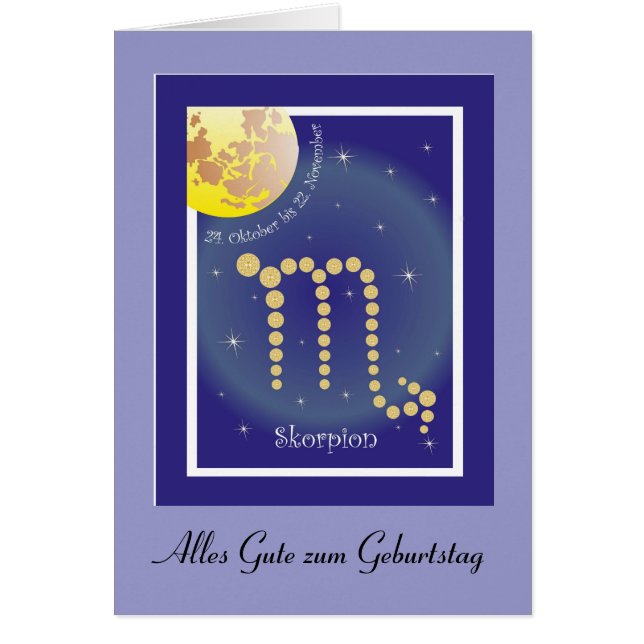 Cartão Skorpion 24. Oktober bis 22. November Karte (Frente)