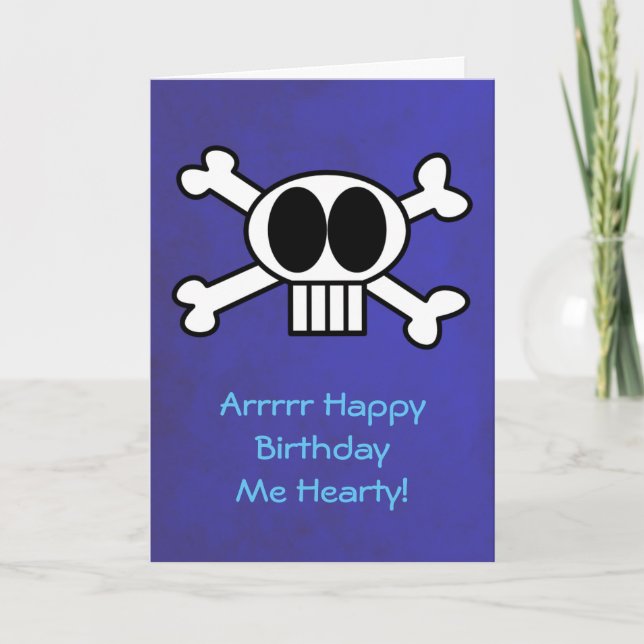 Cartão Skull and Crossbones Pirate Theme Birthday (Frente)