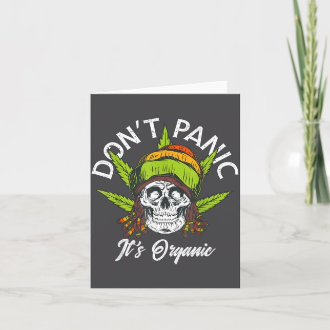 Cartão Skull Jamaica Rasta Funny Don´t Panic It´s Organic (Frente)