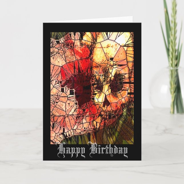 Cartão Skull Stained Glass Birthday Card (Frente)