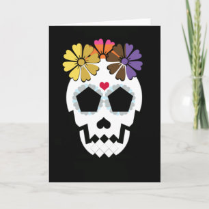 Cartão Skull With Flowers