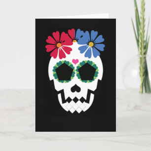 Cartão Skull With Flowers