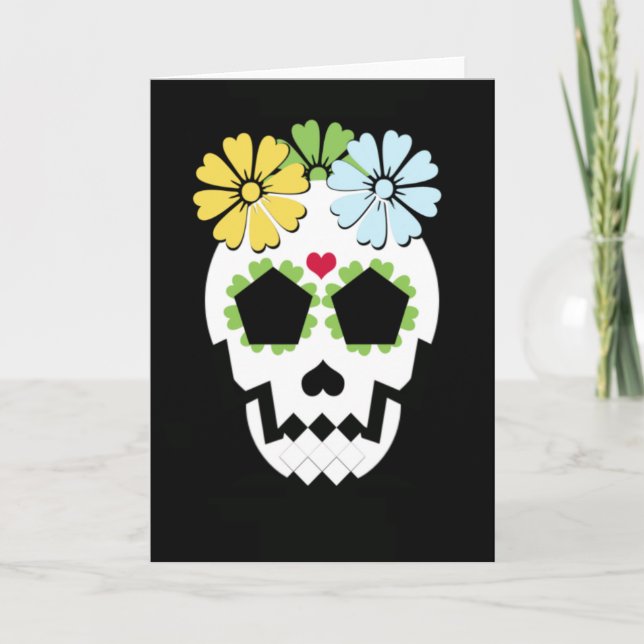 Cartão Skull With Flowers (Frente)