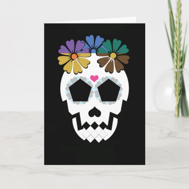 Cartão Skull With Flowers (Frente)