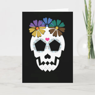 Cartão Skull With Flowers