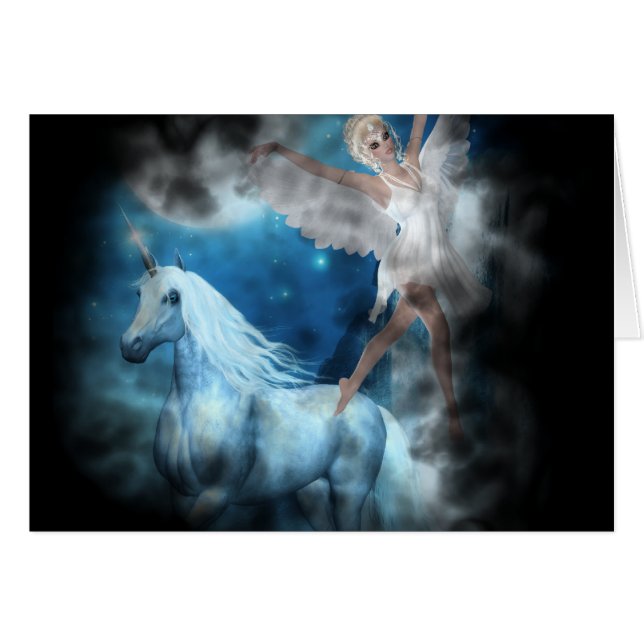Cartão Sky Faerie Asparas e Unicorn Vignette (Frente Horizontal)