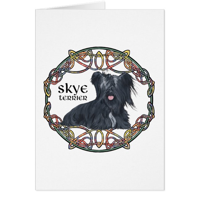 Cartão Skye Terrier em Celtic Knotwork - Buchanan Tartan (Frente)