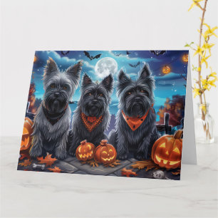Cartão Skye Terrier Halloween Assustador
