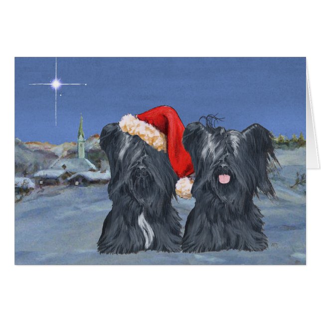 Cartão Skye Terriers Winter Night (Frente Horizontal)