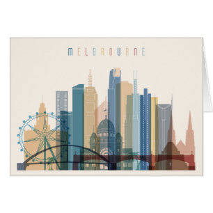 Cartão Skyline da cidade de Melbourne, Austrália  