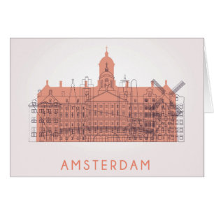 Cartão Skyline de Amsterdão, Países Baixos dos marcos