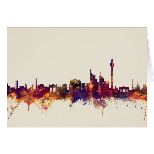 Cartão Skyline de Berlim Alemanha (Frente Horizontal)