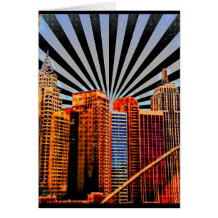 Cartão Skyline do Sunrise da pop Art