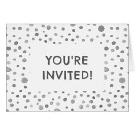 Cartão Slate Confetti Watercolor Dots Birthday Invite