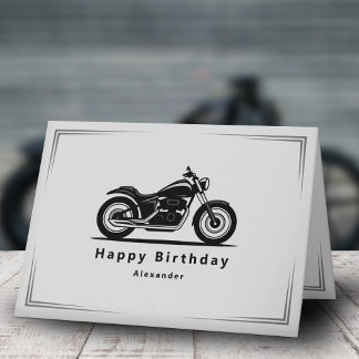 Cartão Sleek Black Motorcycle Silhouette Birthday Card