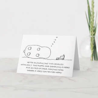 Cartão Sleeping Happy Hippo Cute Birthday Card