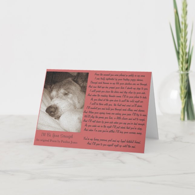 Cartão sleeping old akita dog animal sympathy poem card (Frente)
