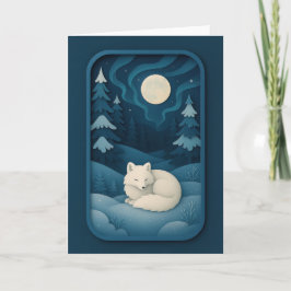 Cartão Sleeping White Fox Under Moonlight Card
