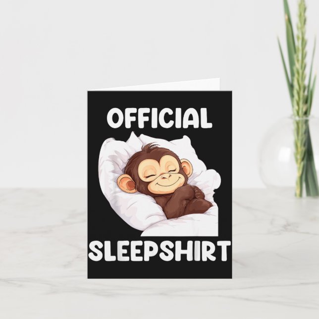 Cartão Sleepshirt Cute Sleeng Monkey Animal Lover Pajama  (Frente)