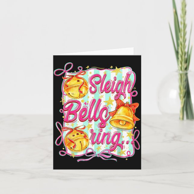 Cartão Sleigh Bells Ring Christmas Design For Girls  (Frente)