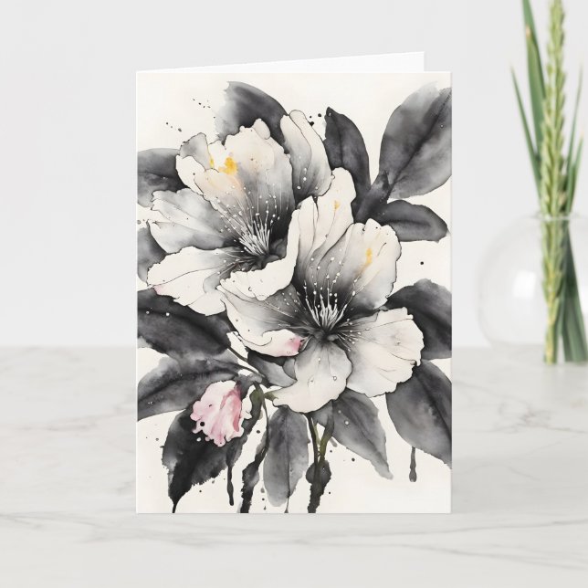 Cartão Slipper de Darwin - Flores em aquarela (Frente)