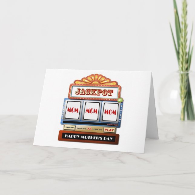Cartão Slot de placa de Dia de as mães MOM MOM MOM JACKPO (Frente)