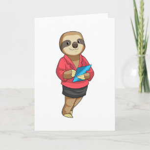 Cartão Sloth como Secretário com Notepad