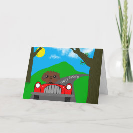 Cartão Sloth dirige uma placa de aniversário de carro