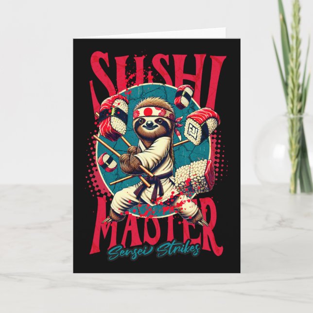 Cartão Sloth Karate Sushi Master (Frente)