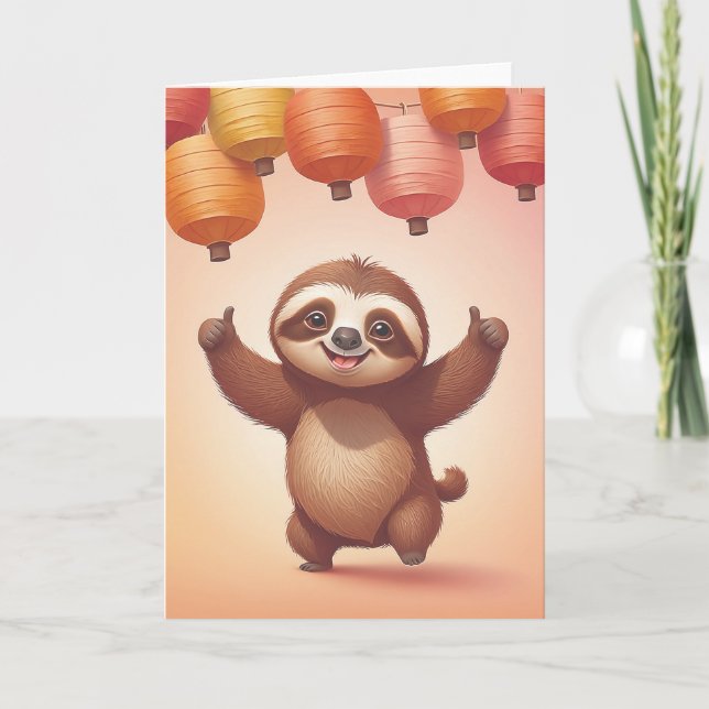 Cartão Sloth Style Birthday Vibes (Frente)
