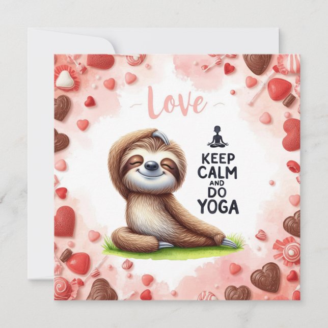 Cartão Sloth with text LOVE for Valentine's Day (Frente)