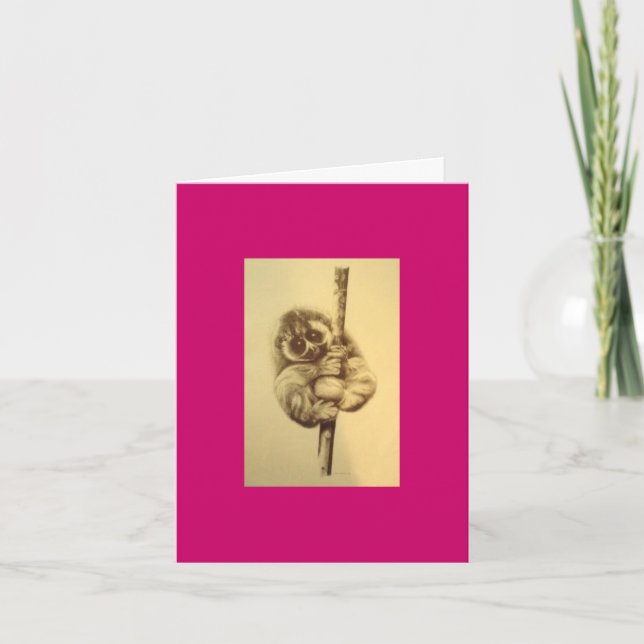 Cartão Slow Loris Birthday Card - Pink (Frente)