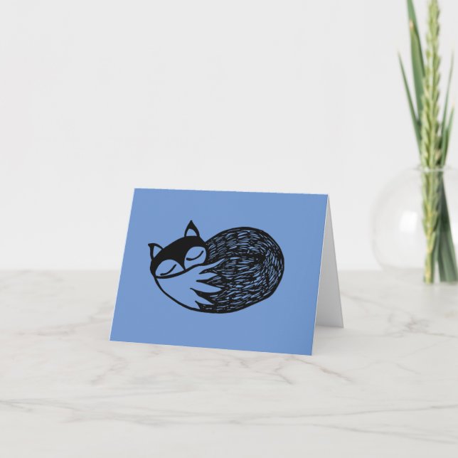 Cartão Small Fast Asleep Fox Drawing & Poem Card (Frente)